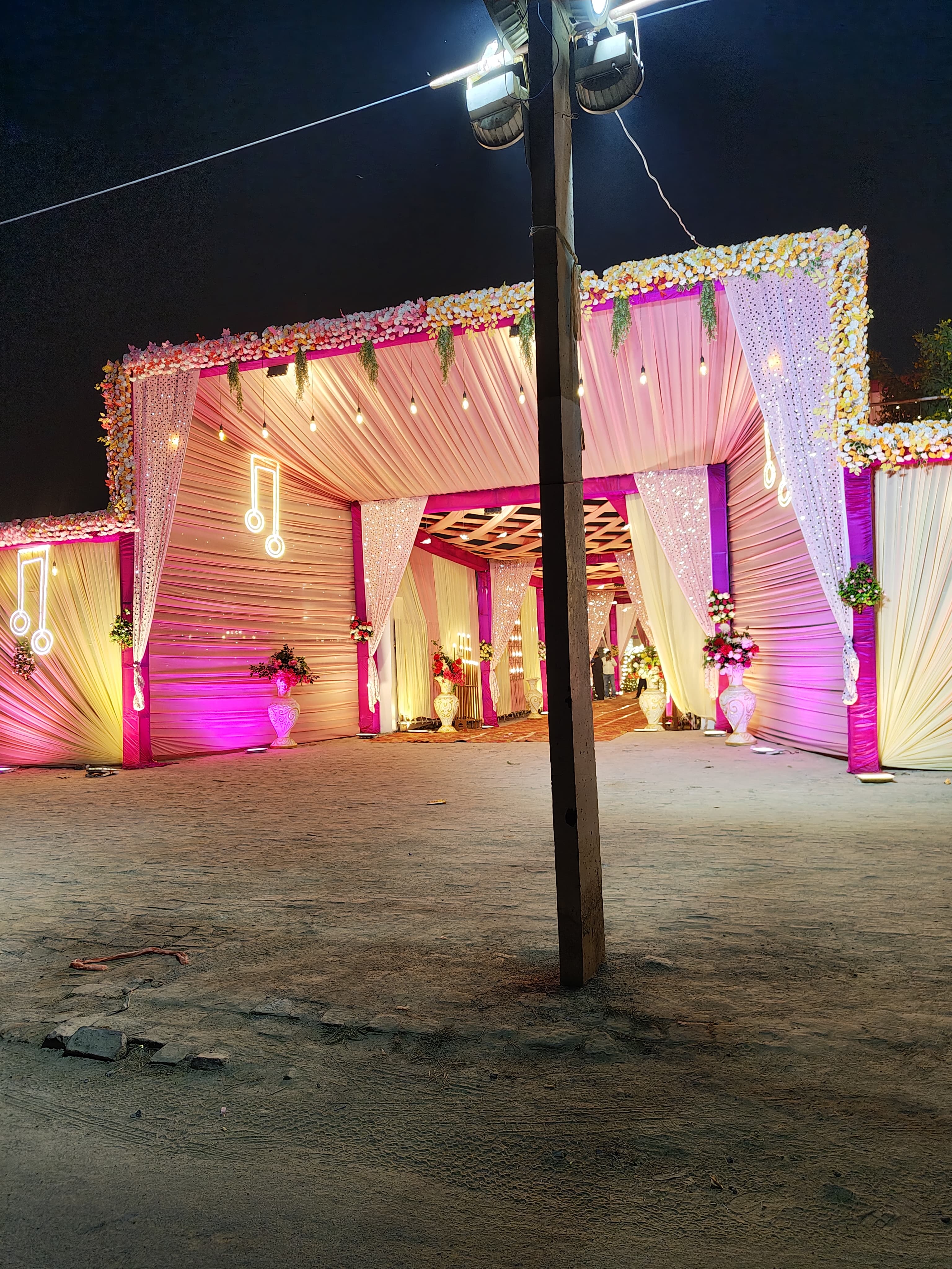 Beautifully decorated wedding entrance